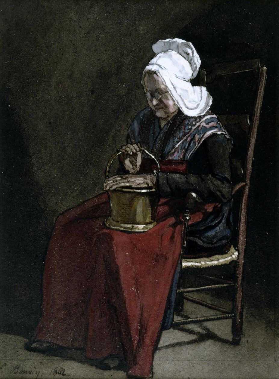 Old Woman with Brass Pot by François Bonvin