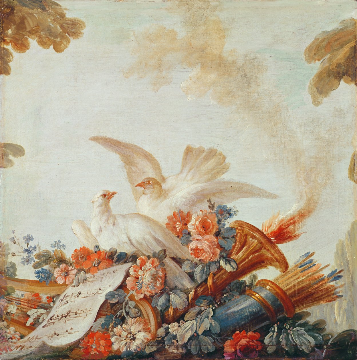 Salon of the Print-maker Gilles Demarteau, Above the Door: Doves and Sheet Music by François Boucher