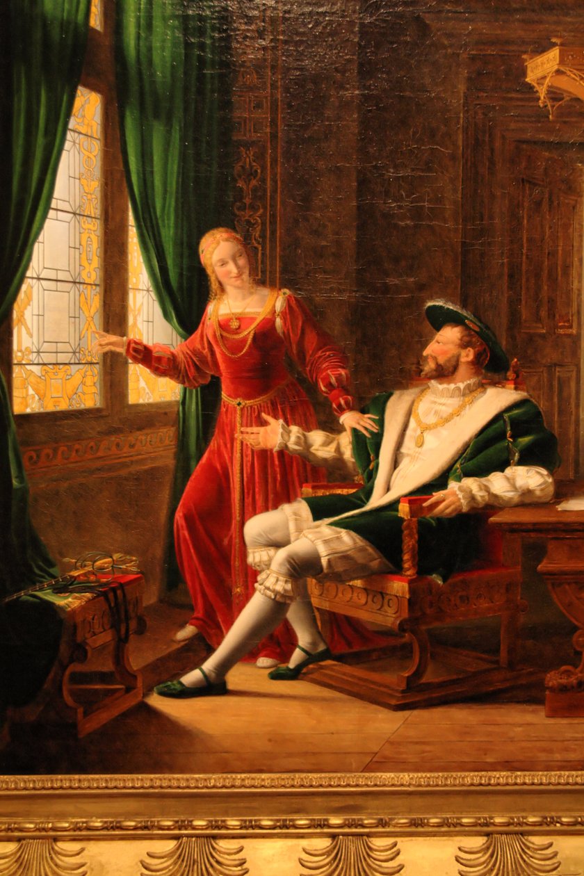 Francis I Shows His Sister Marguerite de Navarre the Verses He Just Wrote on a Window with His Diamond by François Fleury Richard
