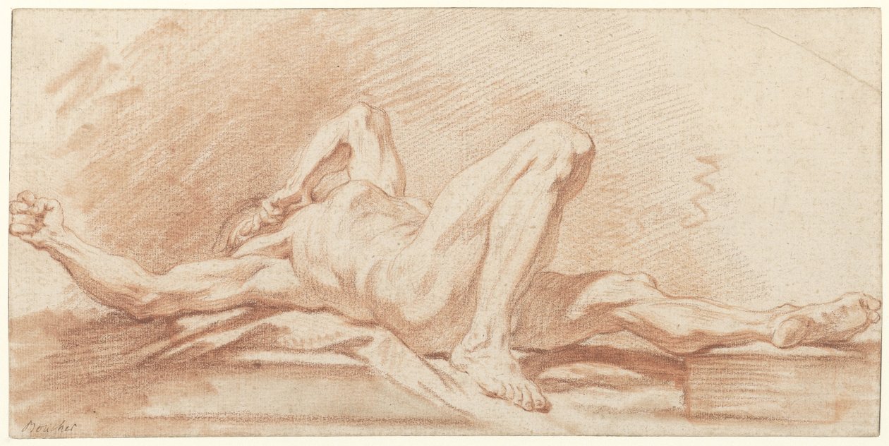 Study of a Reclining Nude Man by François Boucher (possibly)