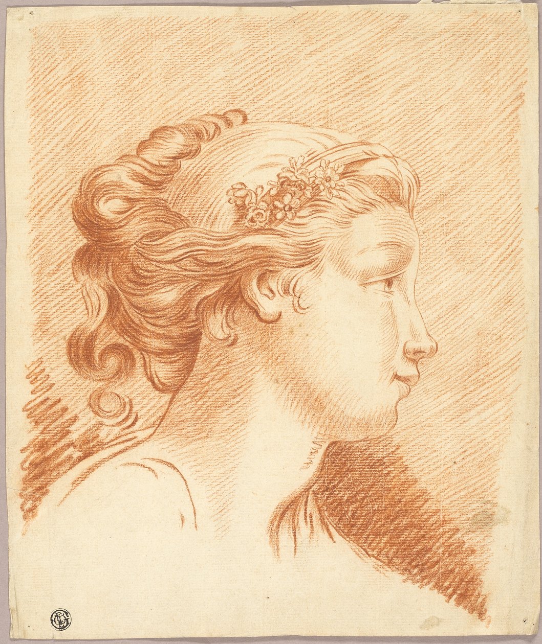 Head of Girl in Profile to Right by François Boucher