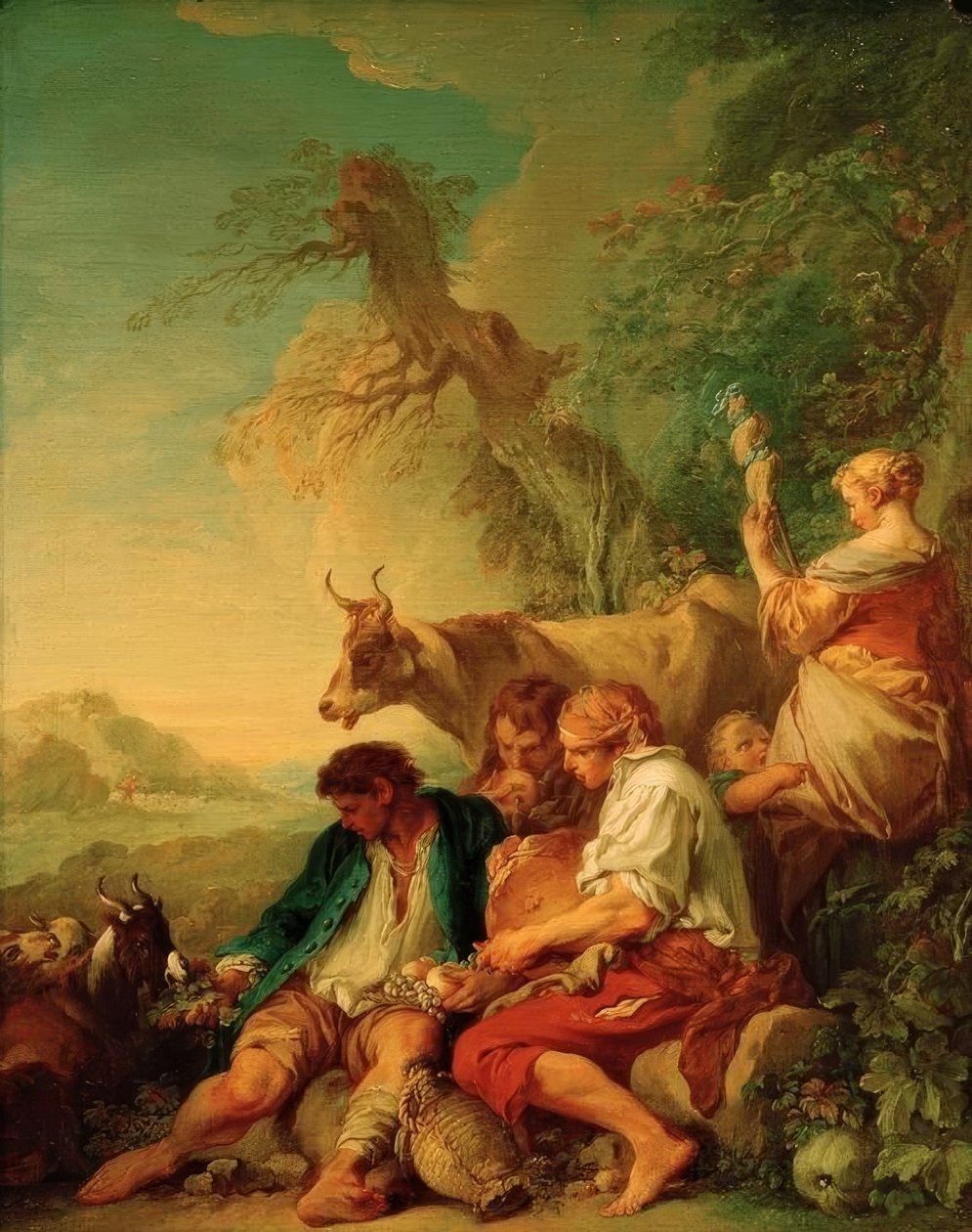 Herdsmen with Cattle in a Landscape by François Boucher
