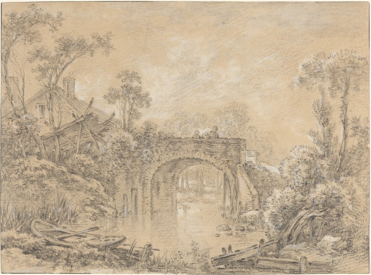 Landscape with a Rustic Bridge by François Boucher