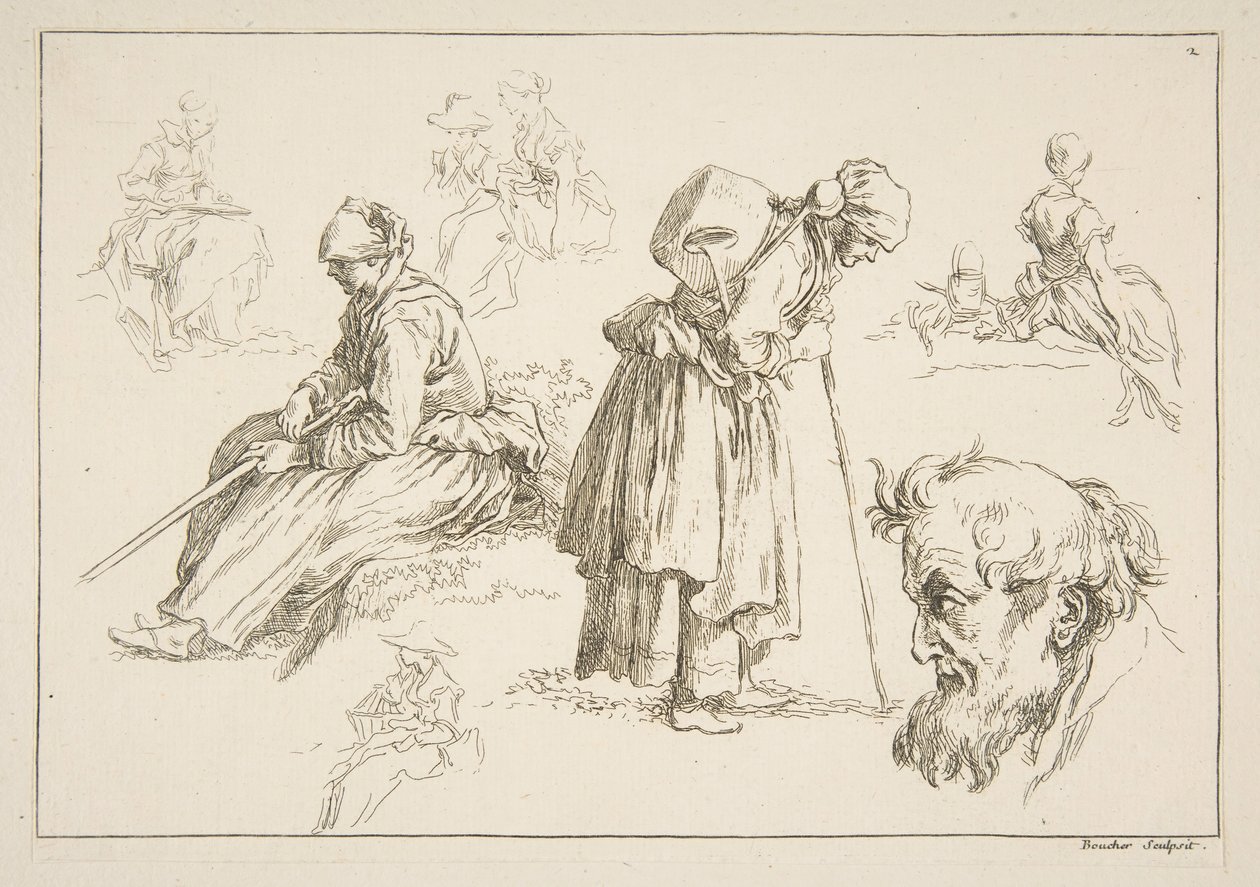 Sheet of Sketches by François Boucher