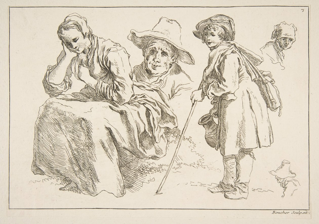 Sheet of Sketches, 1753 by François Boucher