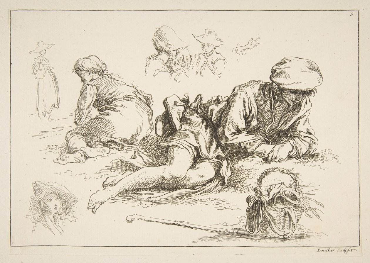 Sheet of Sketches by François Boucher