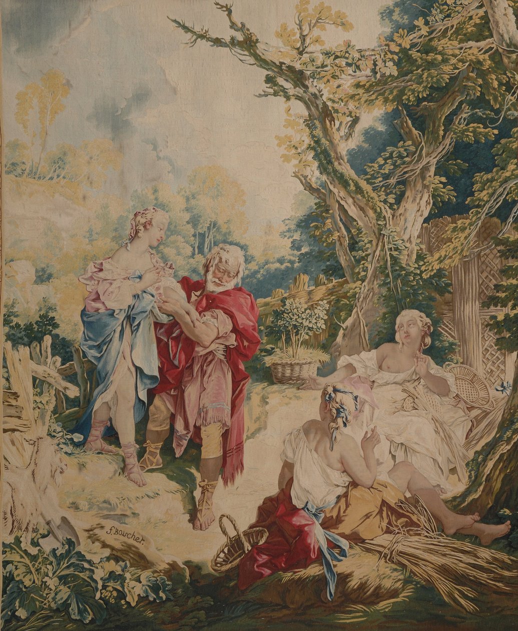 Tapestry showing Psyche and the Basketmaker by François Boucher
