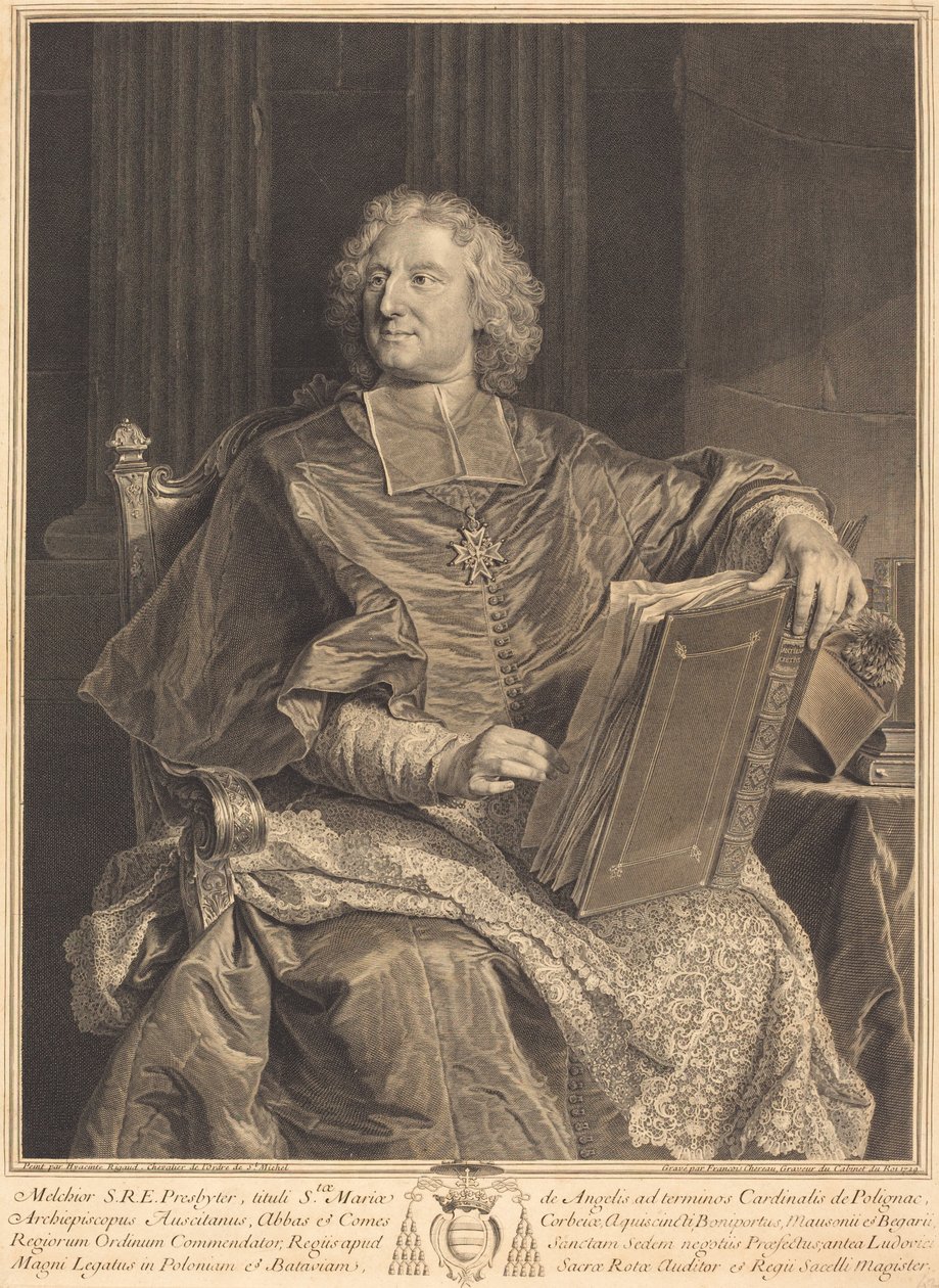 Cardinal de Polignac by François Chereau I after Hyacinthe Rigaud