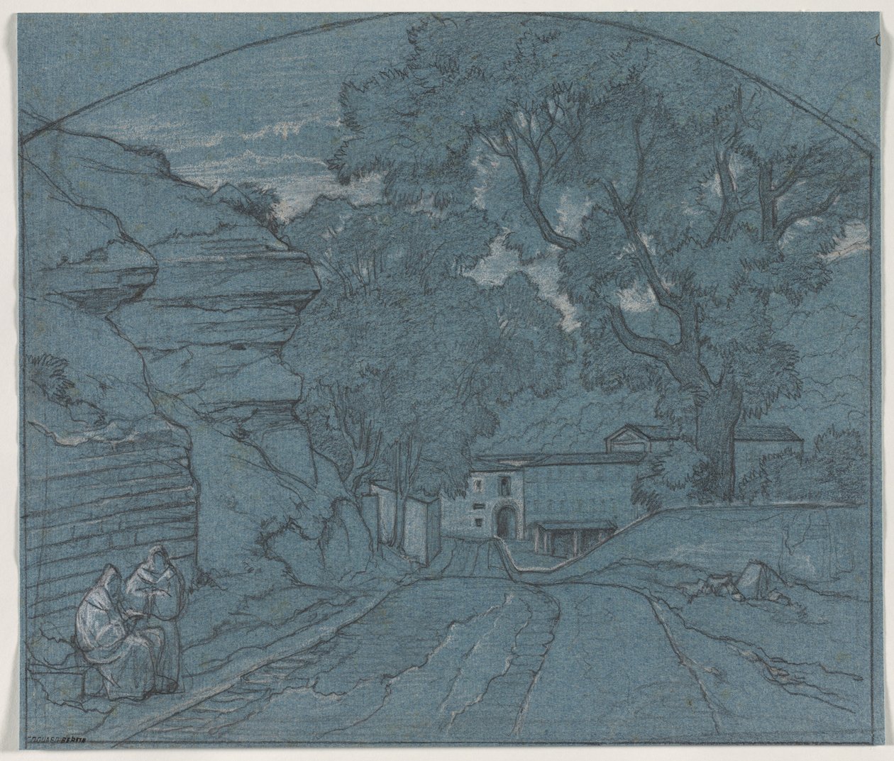 Landscape with Two Monks by François Edouard Bertin