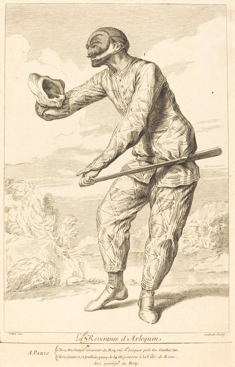The Reverence of Harlequin by François Joullain after Claude Gillot