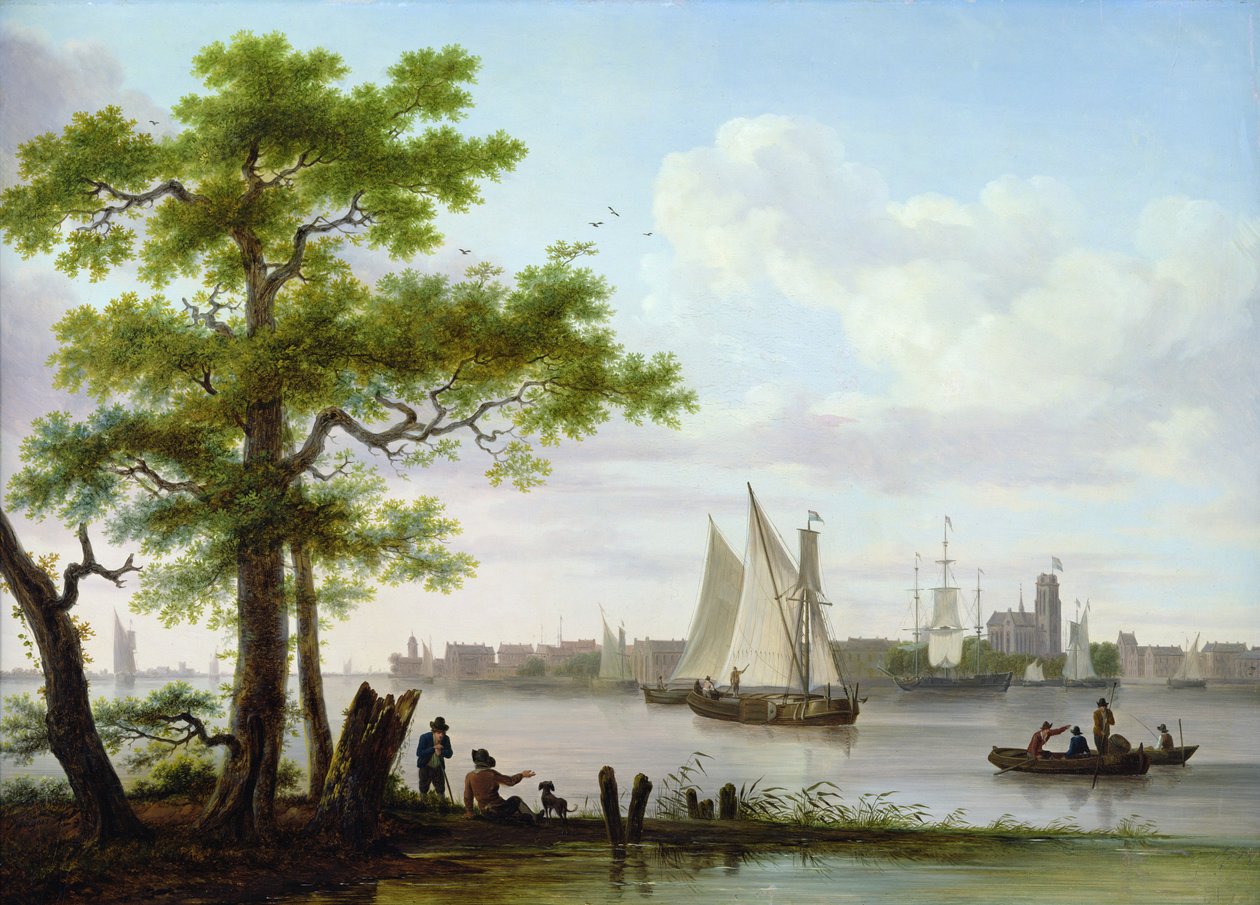 Town on an estuary, c.1801-02 by Frans Swagers
