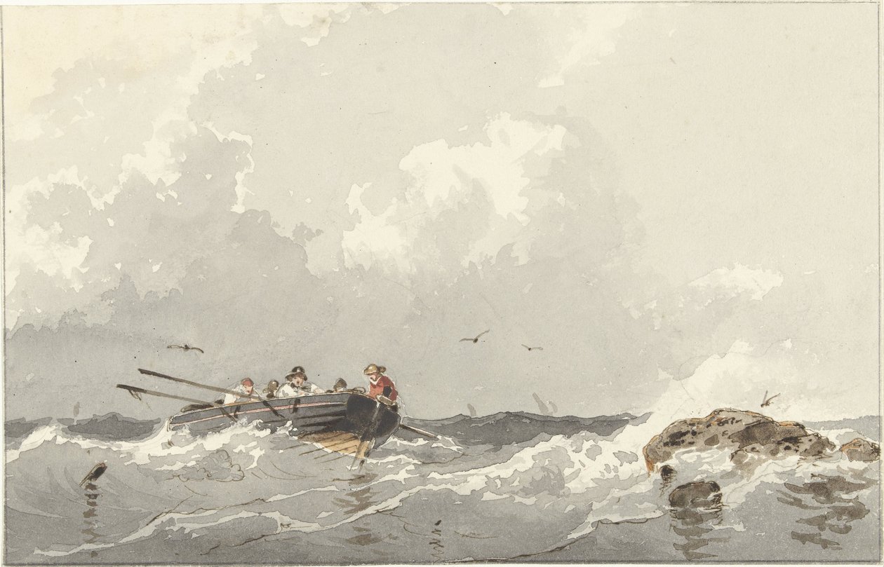 Rowboat at Sea by Frans Arnold Breuhaus de Groot