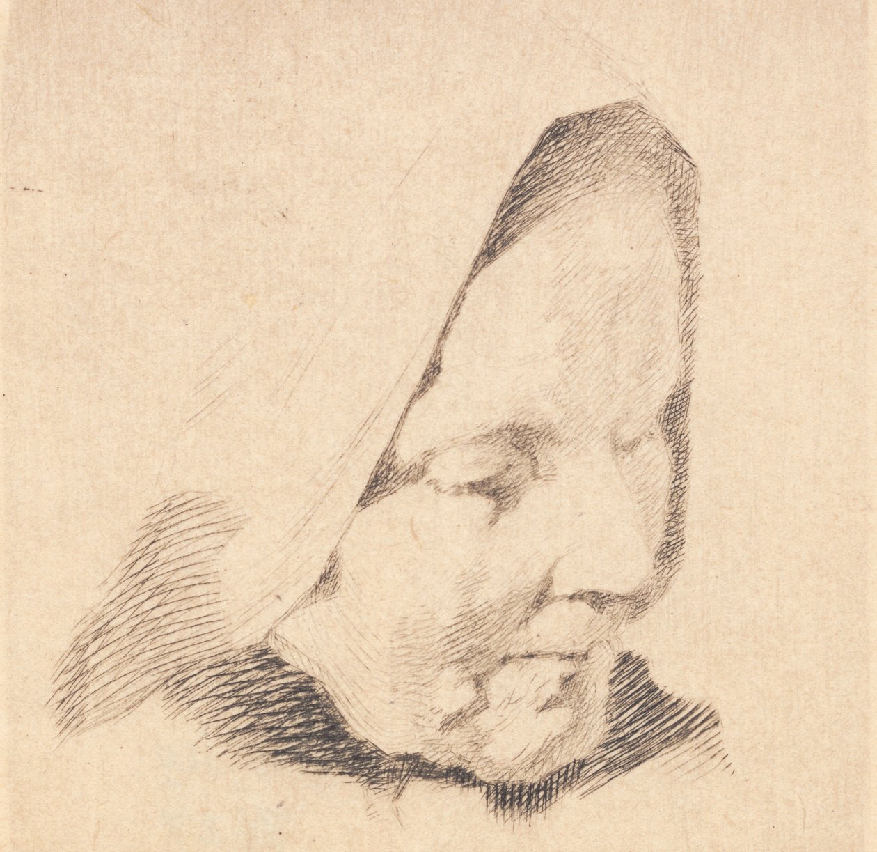 Test Plate: Old Woman with Suggested Headscarf by Frans Schwartz