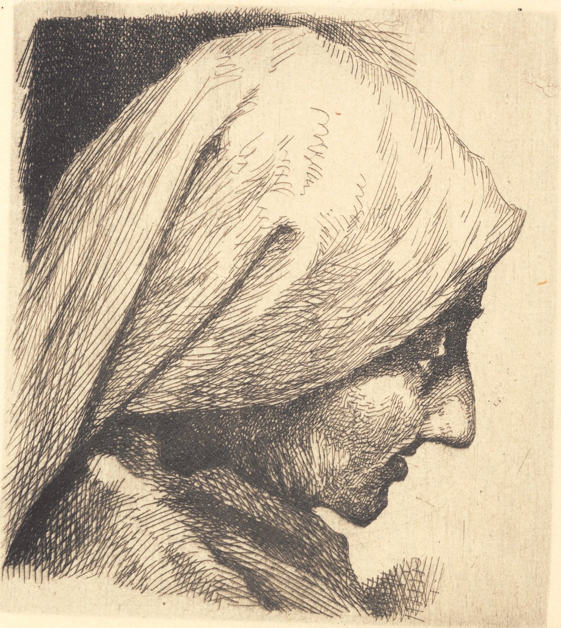 Test Plate: Old Woman with Headscarf, Profile by Frans Schwartz