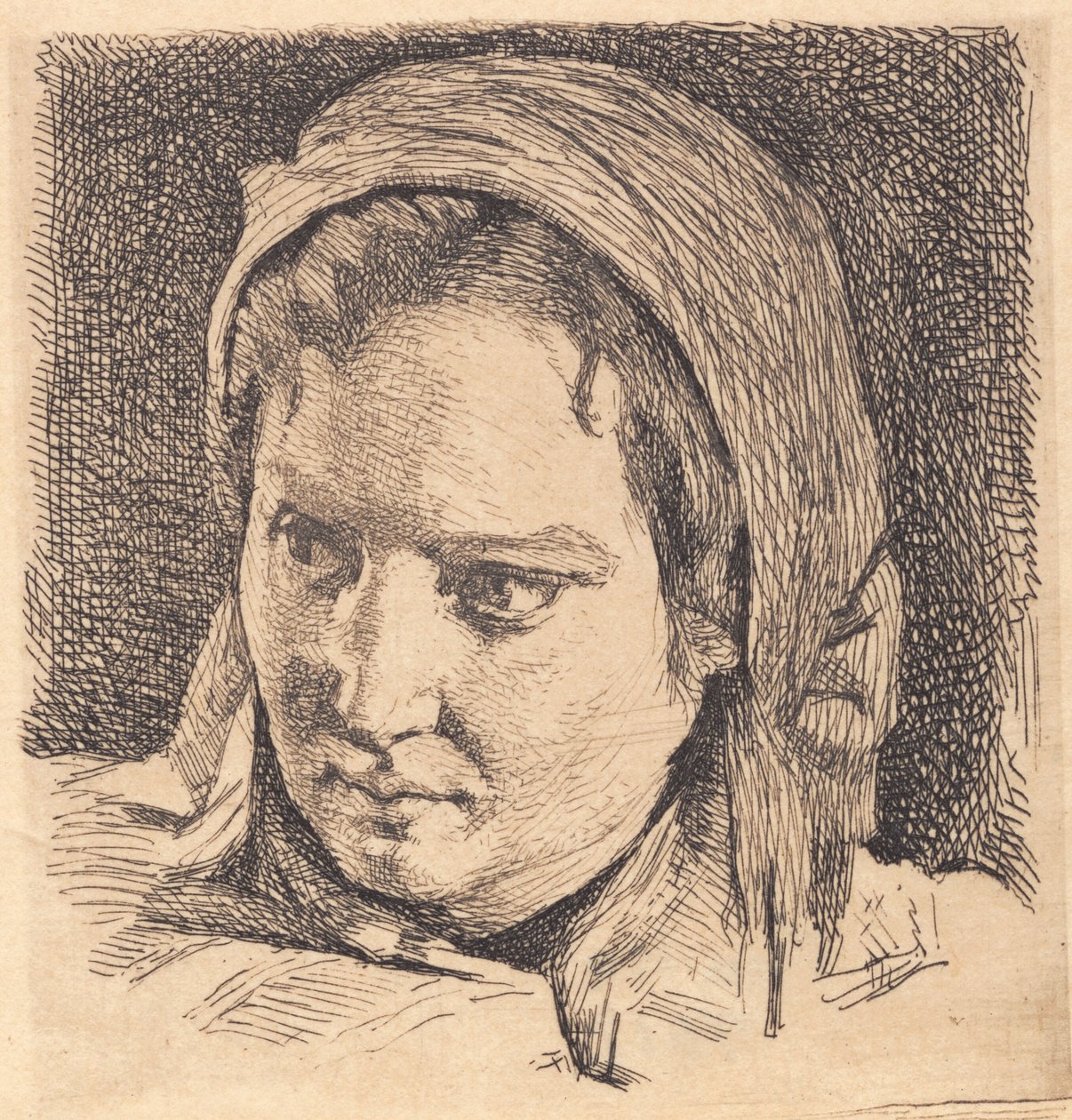 Test Plate: Girl with Headscarf by Frans Schwartz