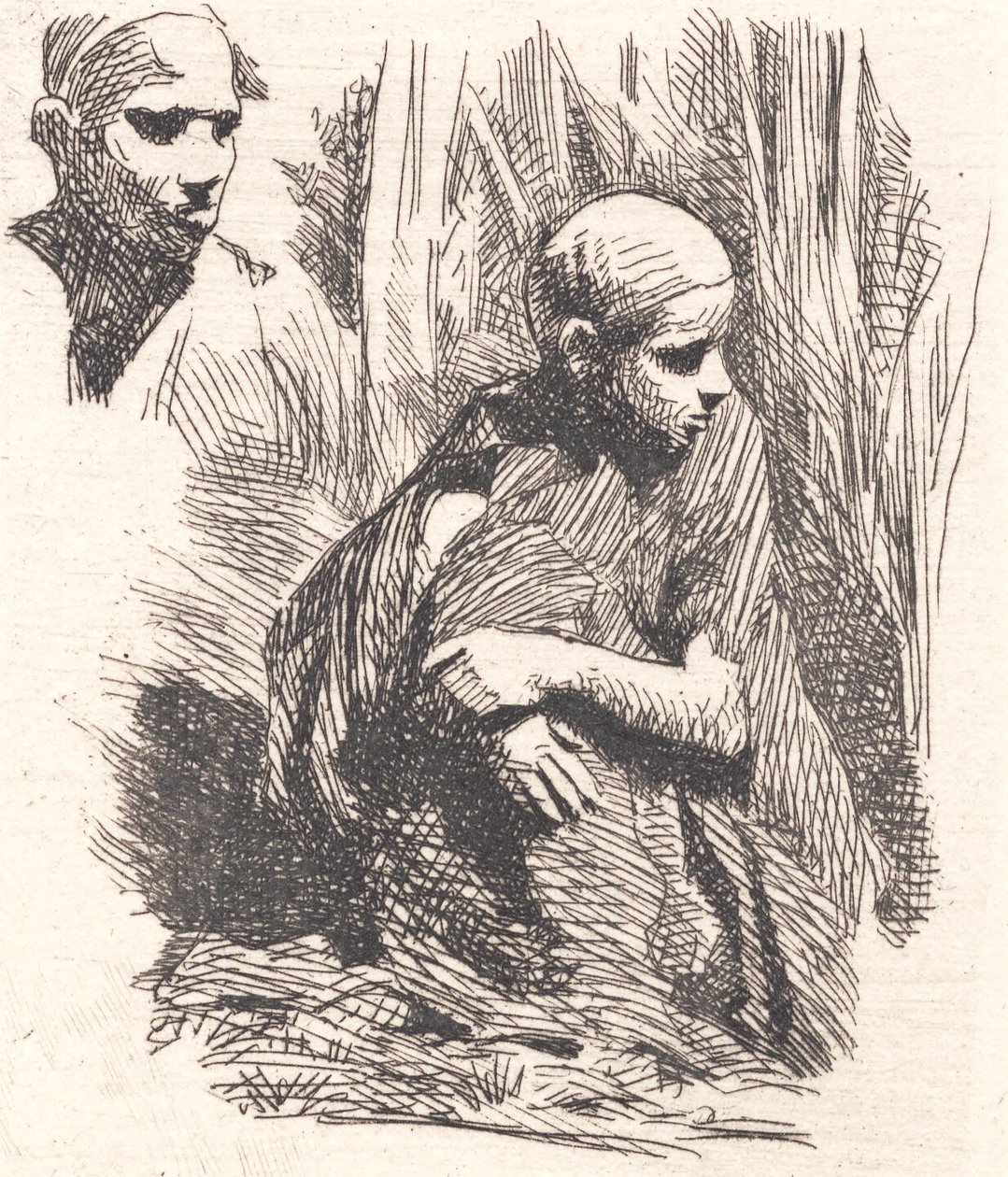 Seated Oriental. A Head in the Corner by Frans Schwartz