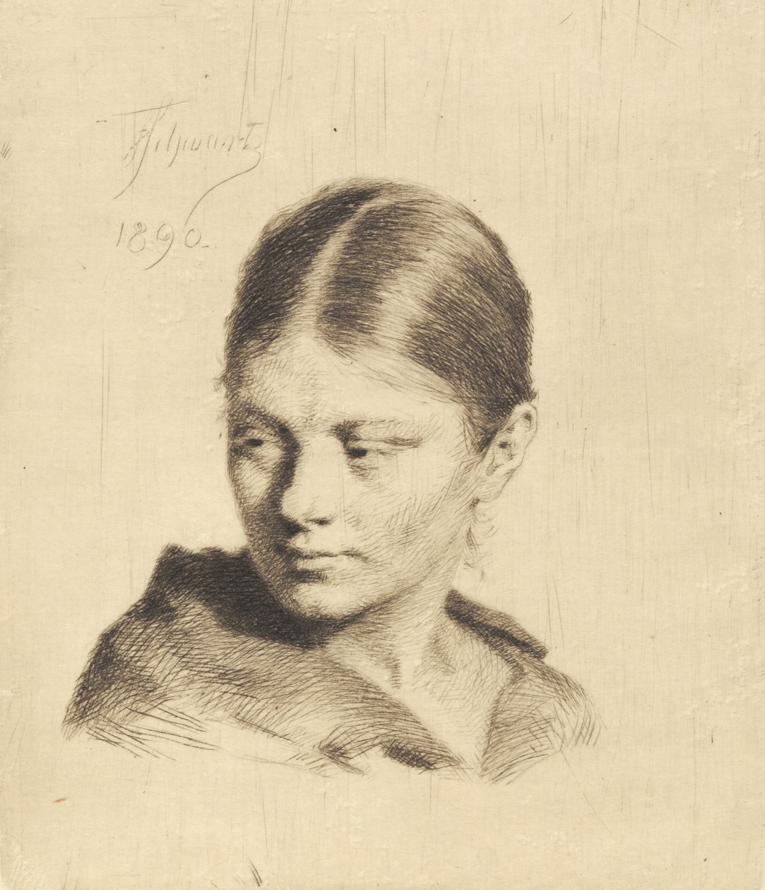 Young Girl Looking to the Side by Frans Schwartz