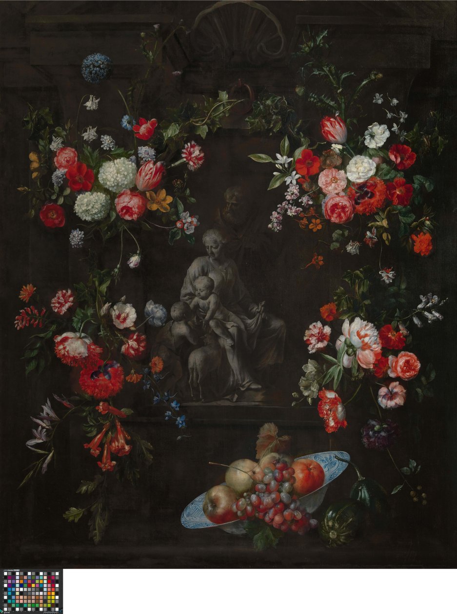 Flower Wreath with The Holy Family by Frans Ykens