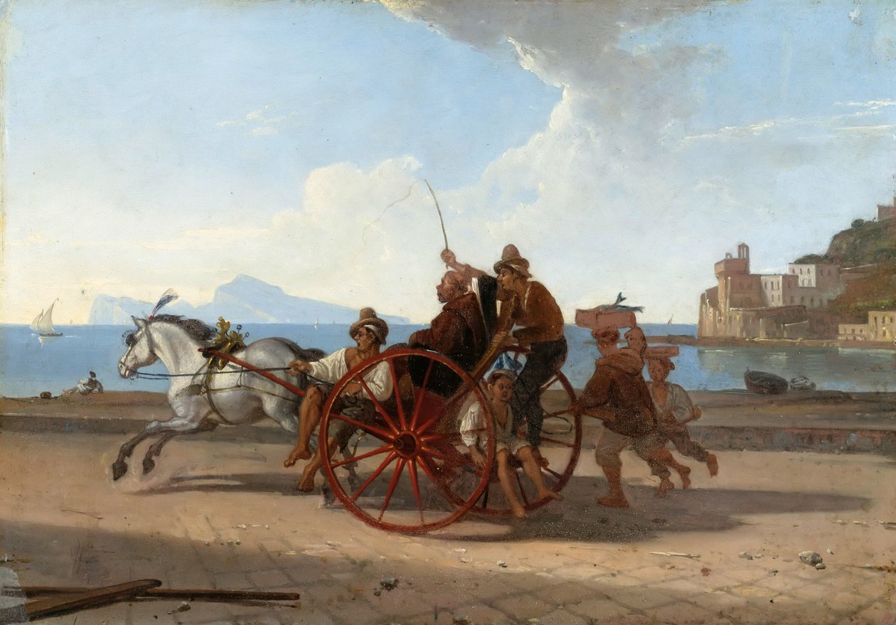 Neapolitan Cart with Monk by Franz Ludwig Catel