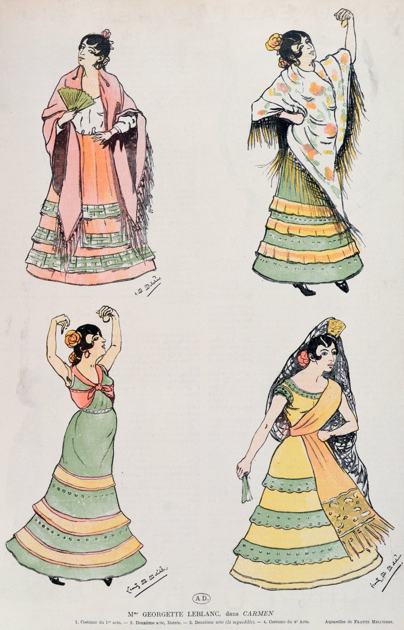 Georgette Leblanc Playing the Role of Carmen by Franz M. Melchers