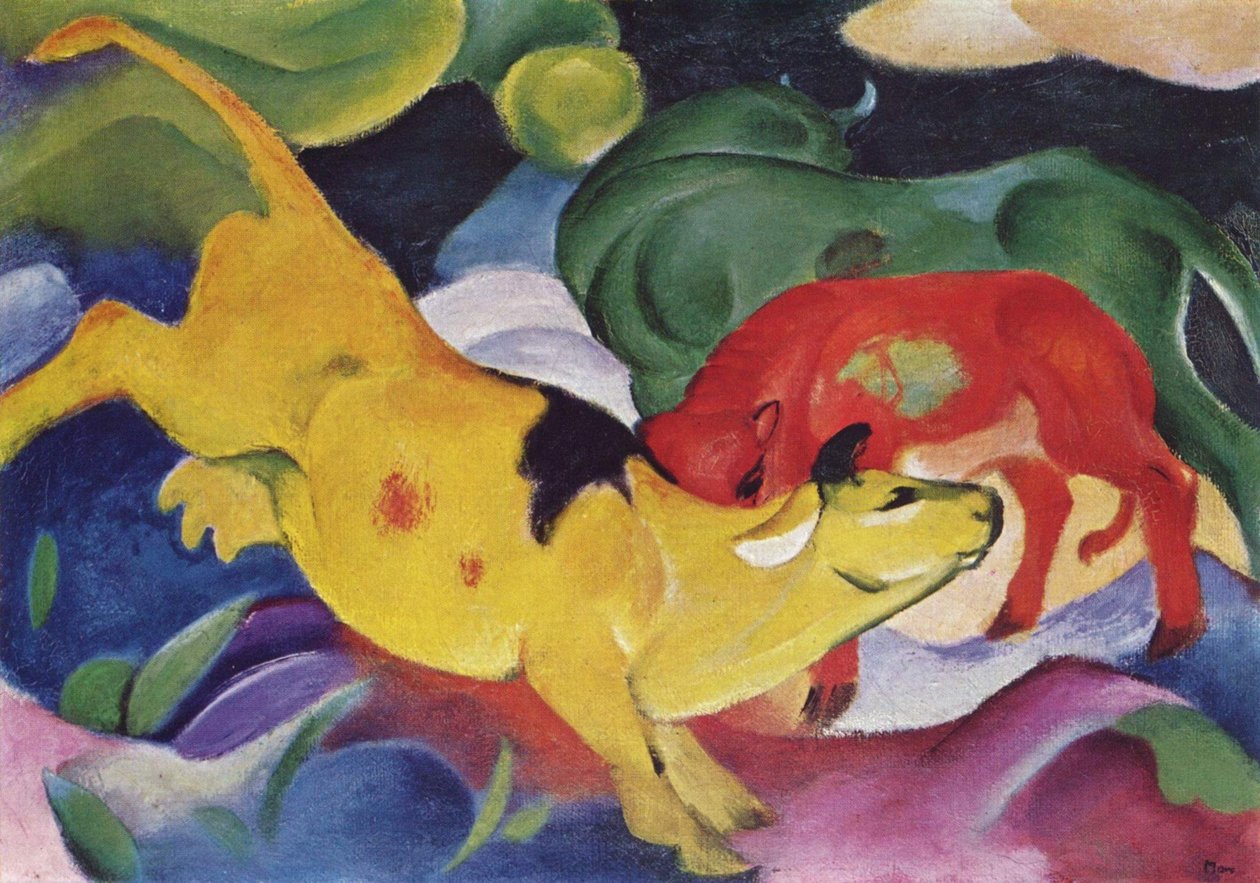 Cows - Red, Green, Yellow by Franz Marc
