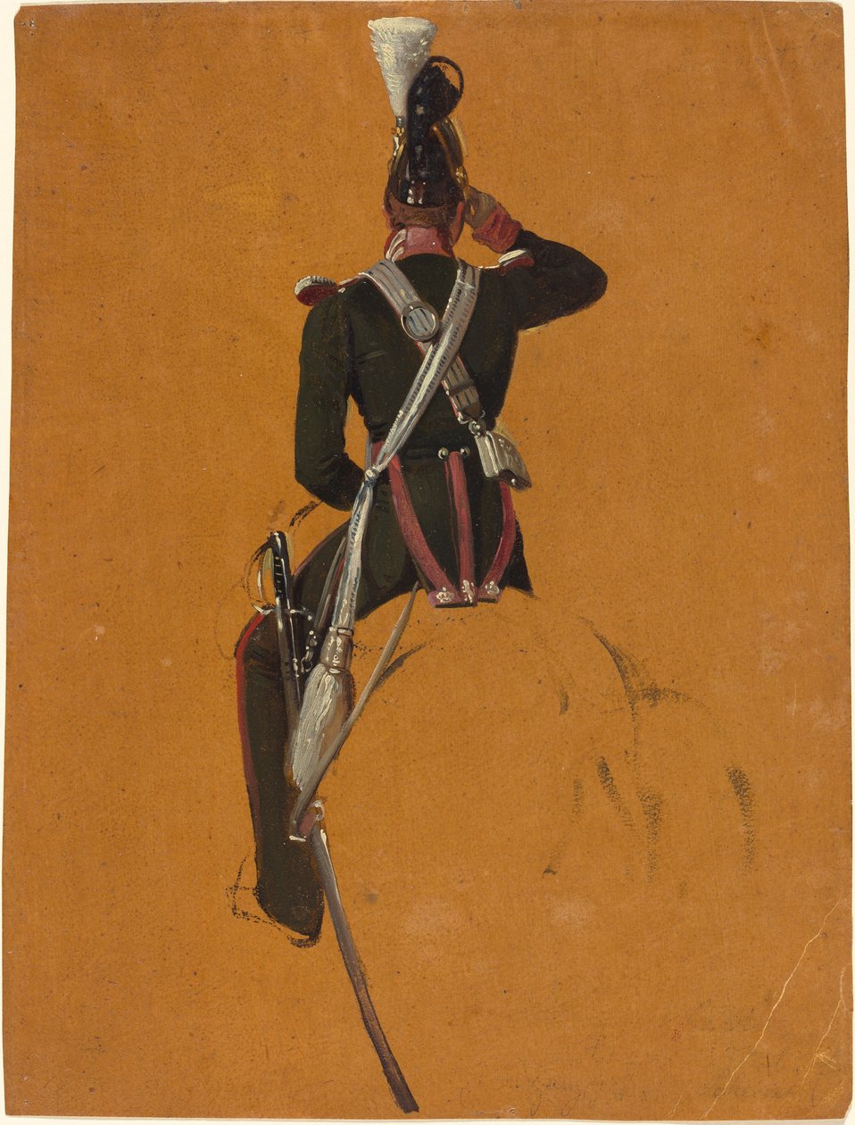 A Mounted Cavalry Officer Seen from Behind by Franz Adam