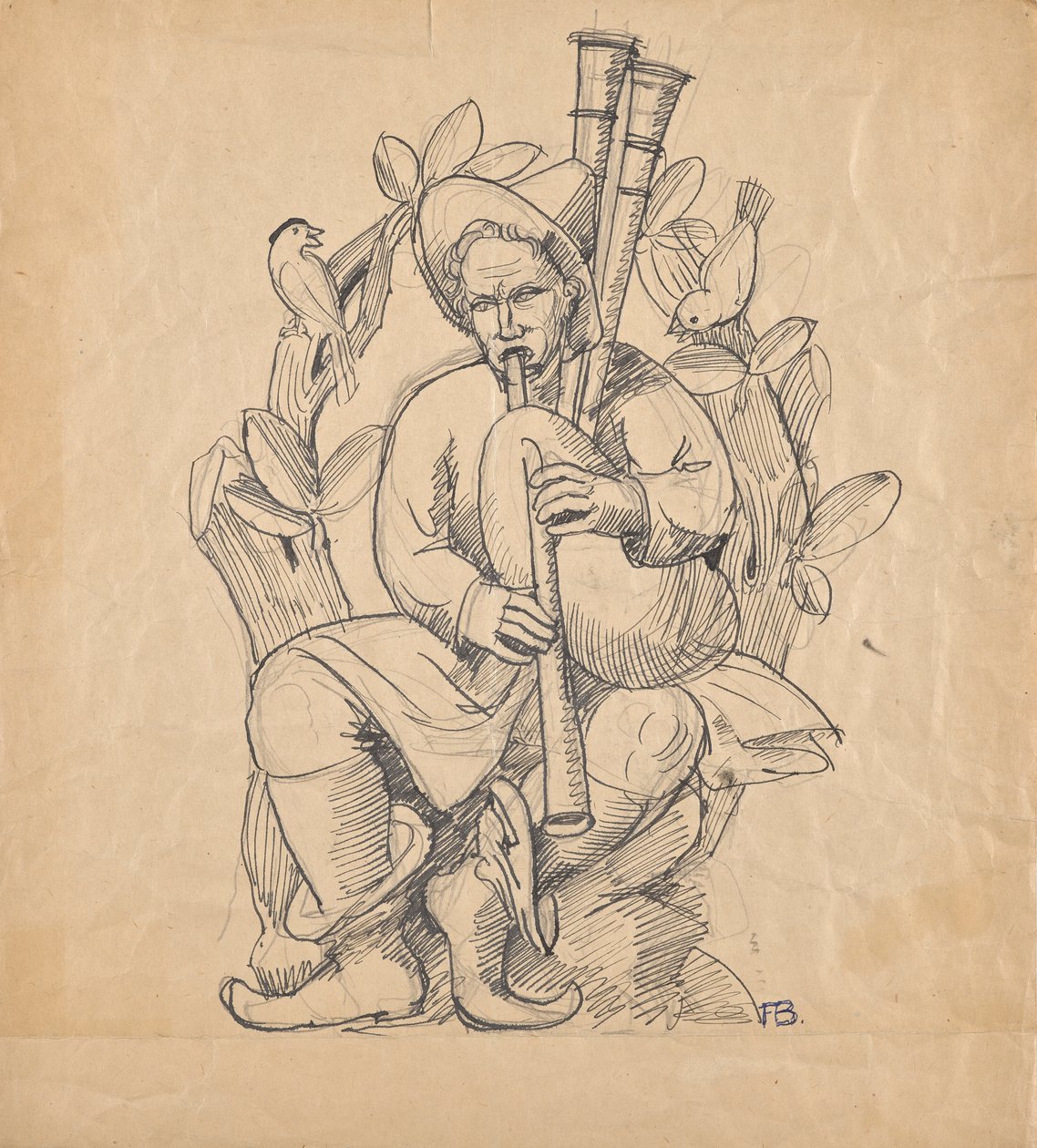 Bagpipe Player by Franz Barwig d. Ä.