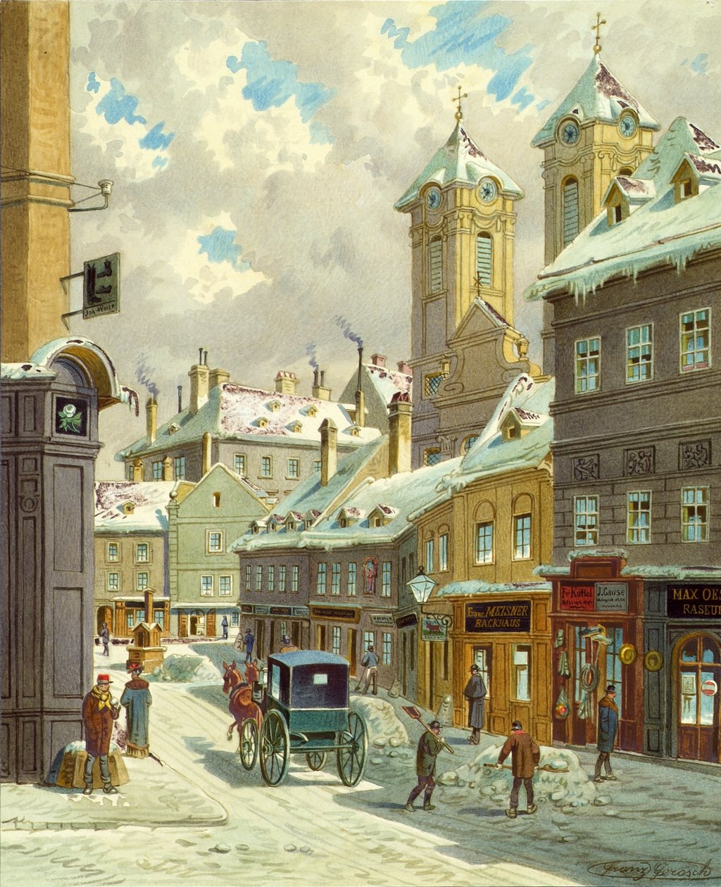 The Neustiftgasse in Vienna with the Ulrichskirche by Franz Gerasch