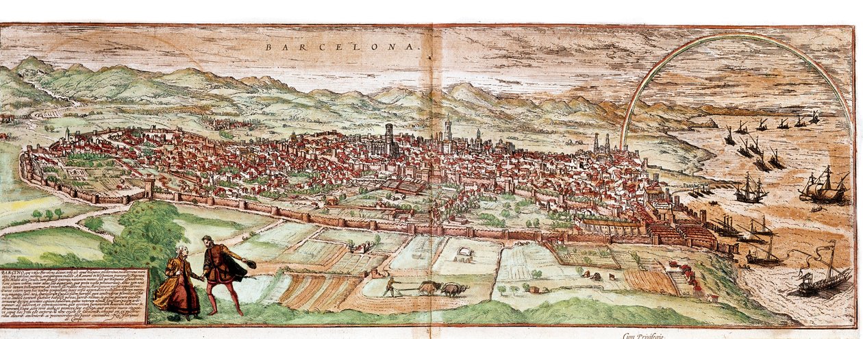 Map of Barcelona - Spain by Franz Hogenberg