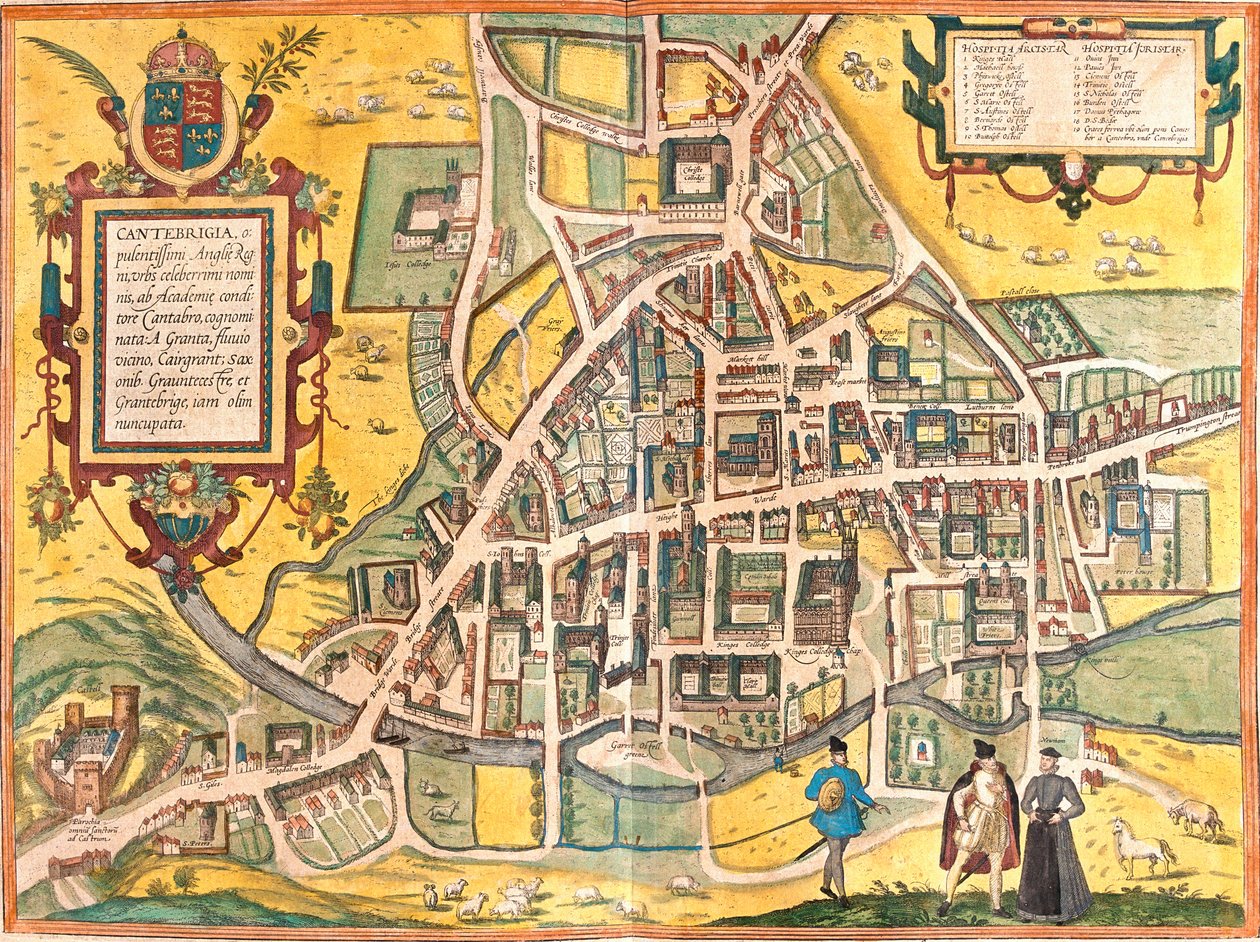 Map of Cambridge, England by Franz Hogenberg