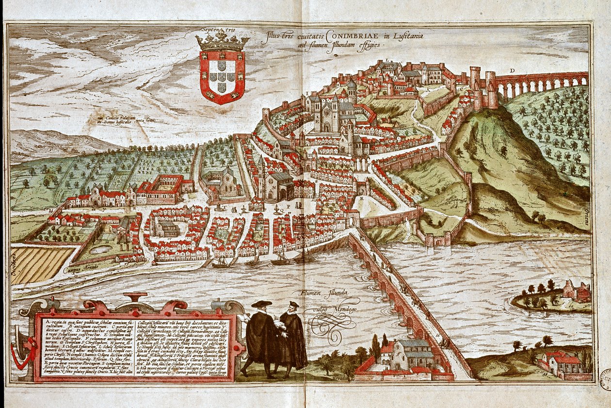 Map of Coimbra (engraving) by Franz Hogenberg