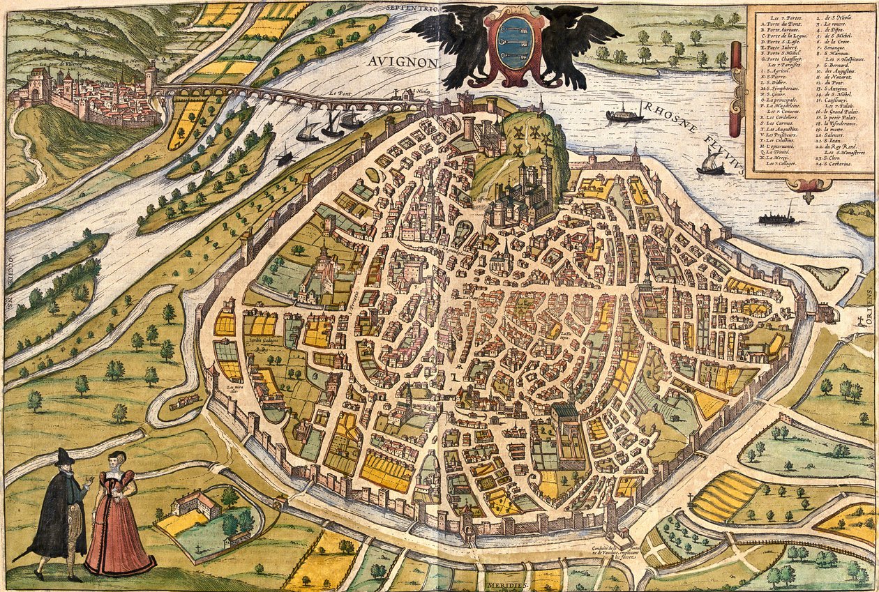 Plan of Avignon, France by Franz Hogenberg