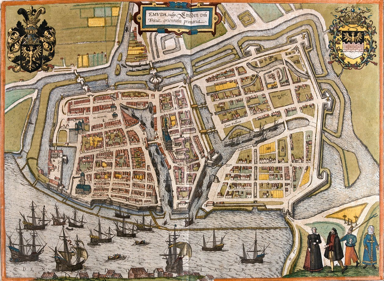 Plan of Emden, Germany by Franz Hogenberg