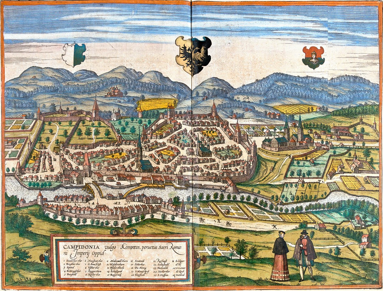 Plan of Kempten, Germany by Franz Hogenberg