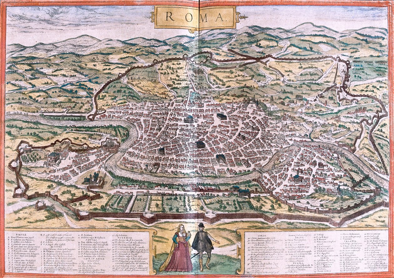 Plan of Rome (Roma), Italy by Franz Hogenberg