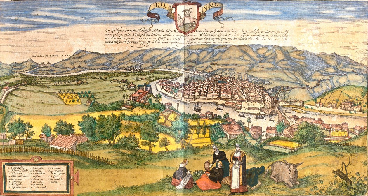 View of Bilbao, Spain by Franz Hogenberg