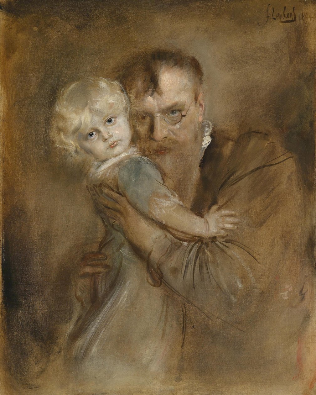 Self-Portrait with Daughter Marion by Franz von Lenbach