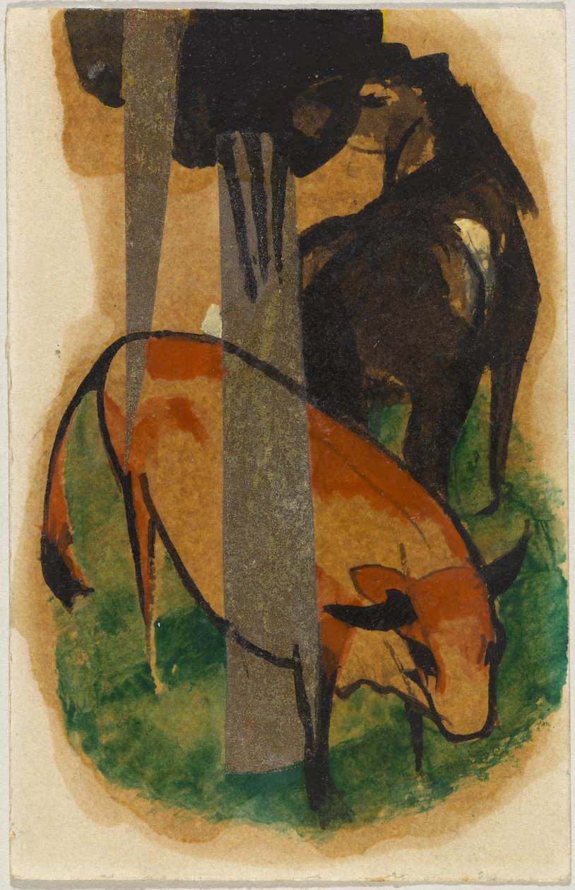 Red Horse and Yellow Ox by Franz Marc