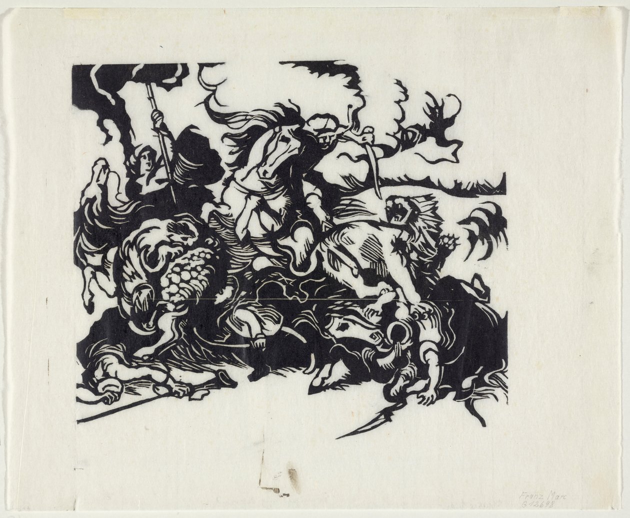 Lion Hunt after Delacroix by Franz Marc
