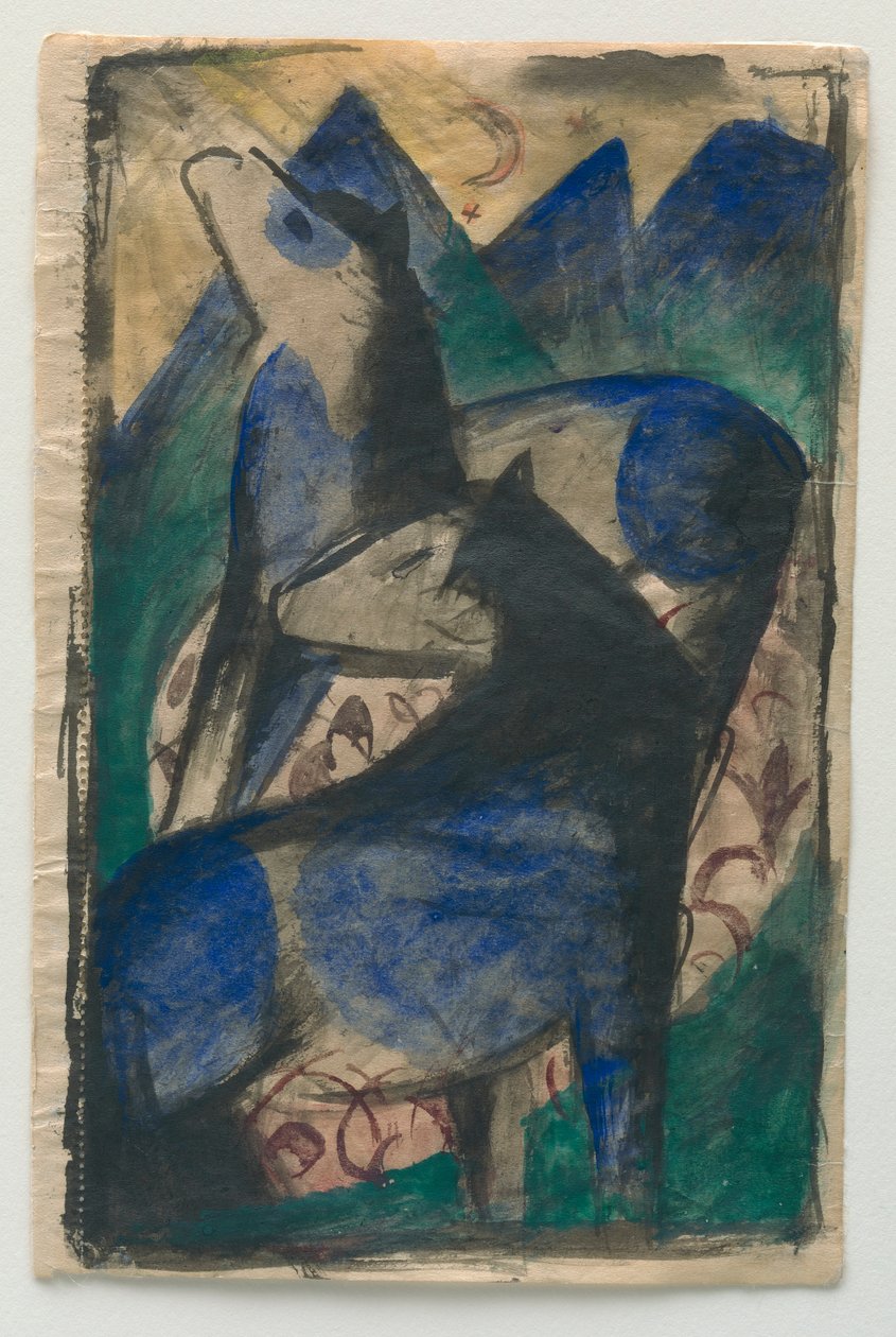 Two Blue Horses by Franz Marc