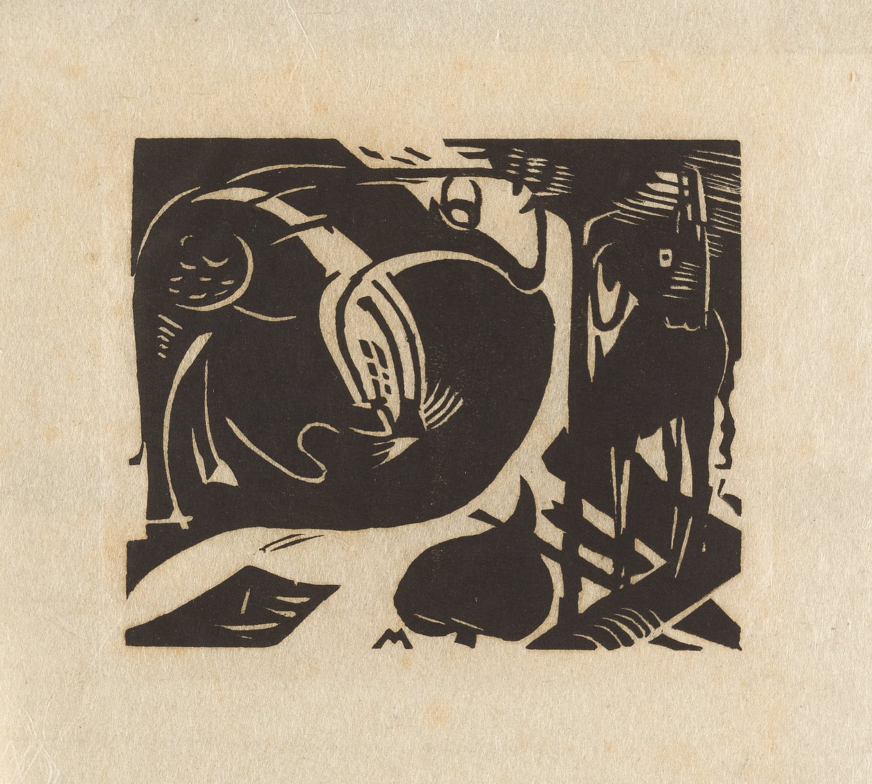 Two Mythical Animals by Franz Marc