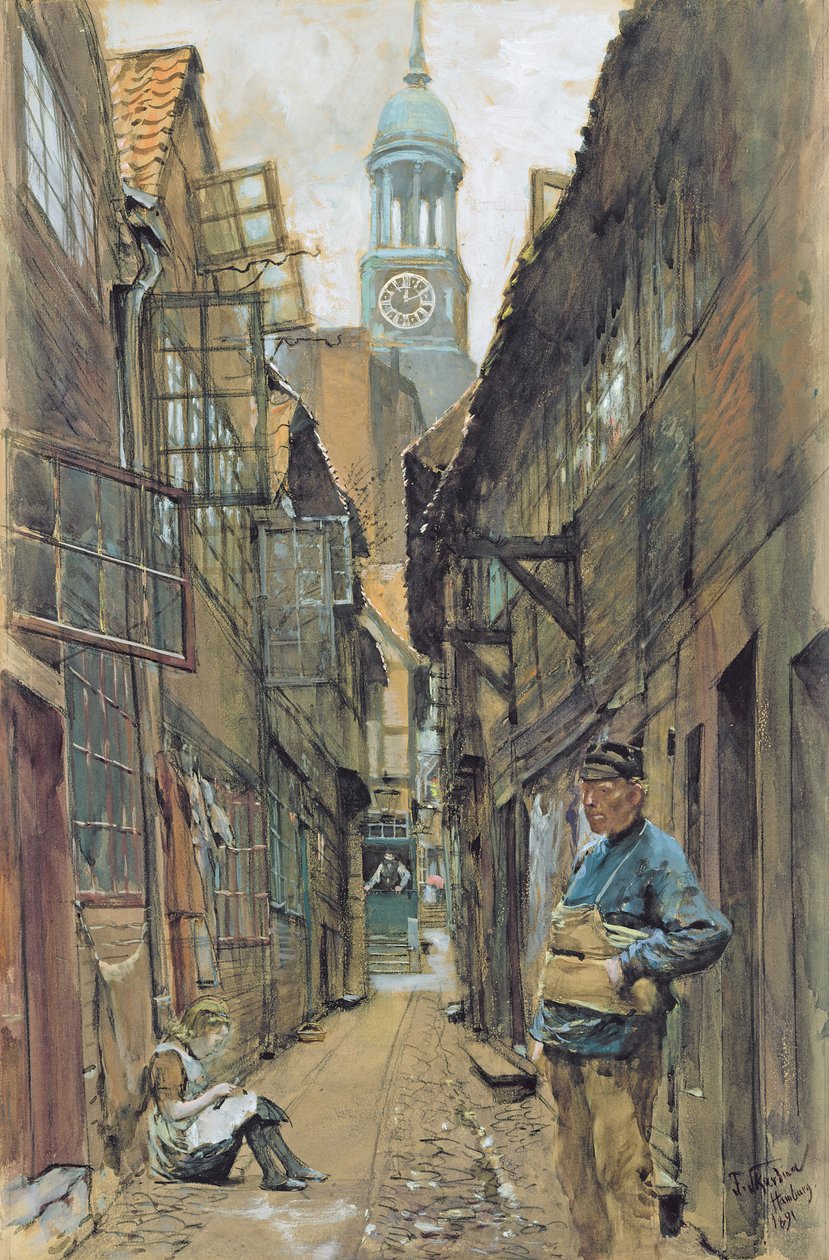 A Back Alley in Hamburg by Franz Skarbina