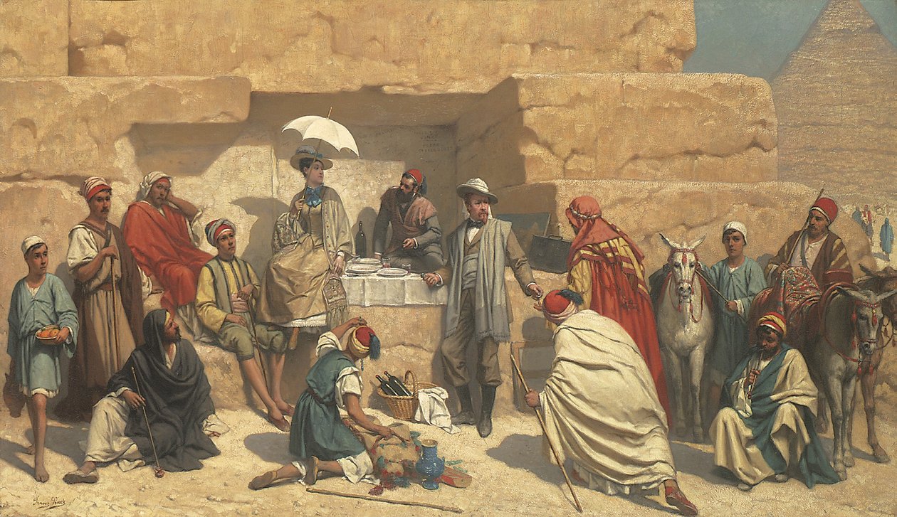 Lunch at Foot of Pyramids, Gizeh by Franz Vinck