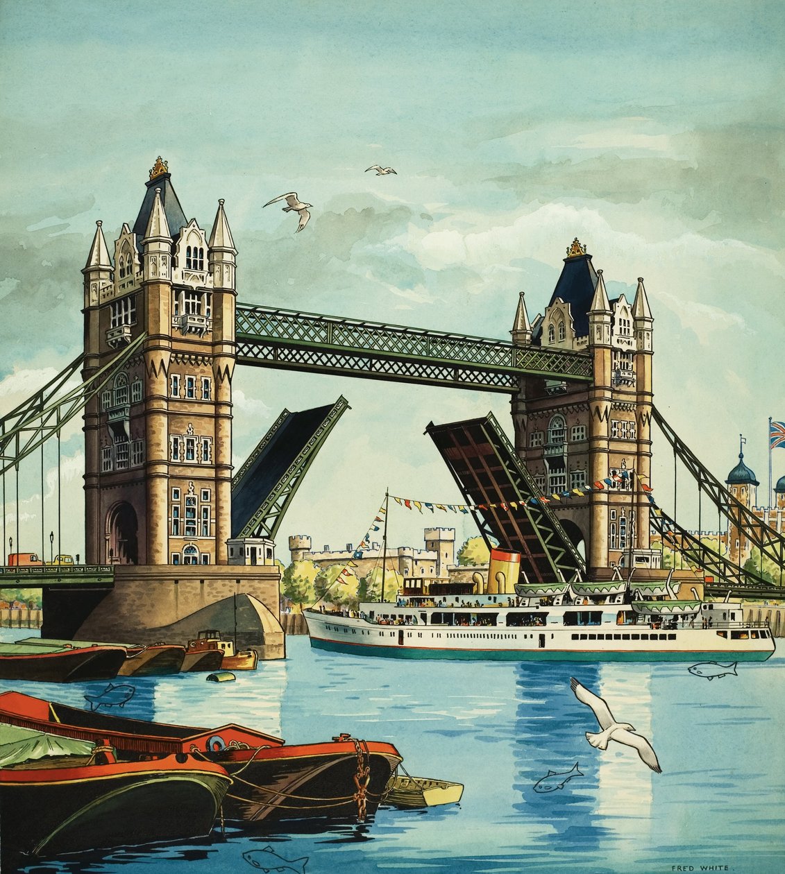 Tower Bridge, with Hidden Fish by Fred White