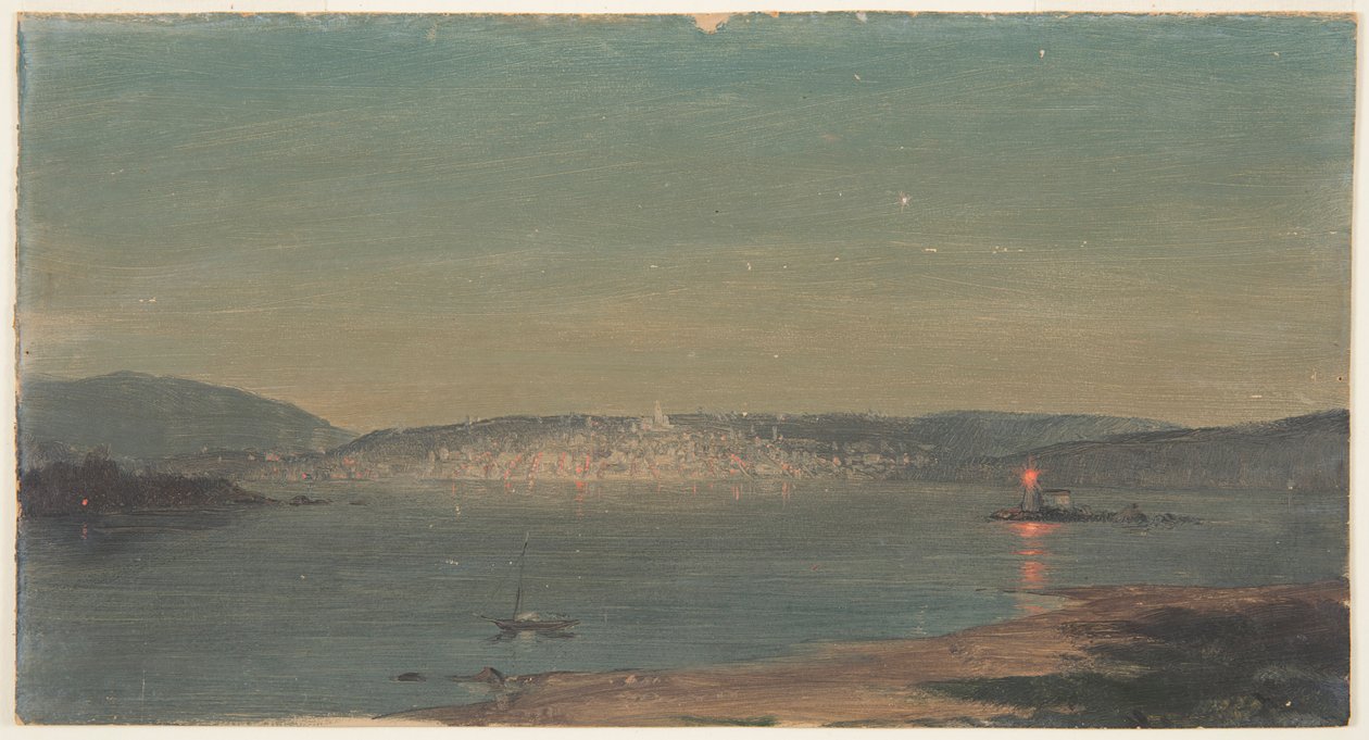 Night View of a Seaport by Frederic Edwin Church