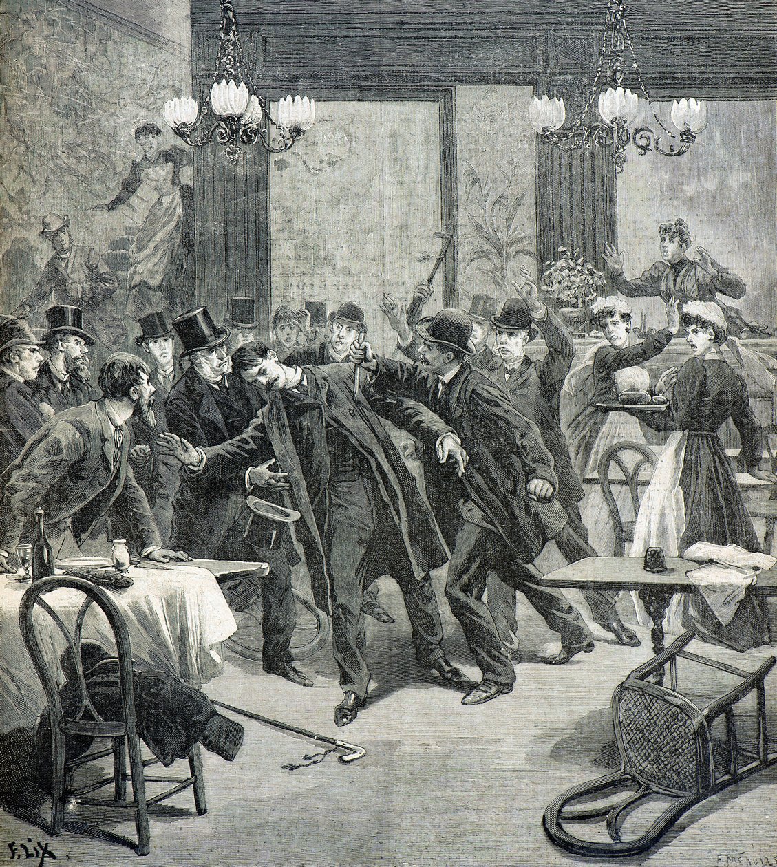 Attack by the Anarchist Leauthier by Frederic Theodore Lix