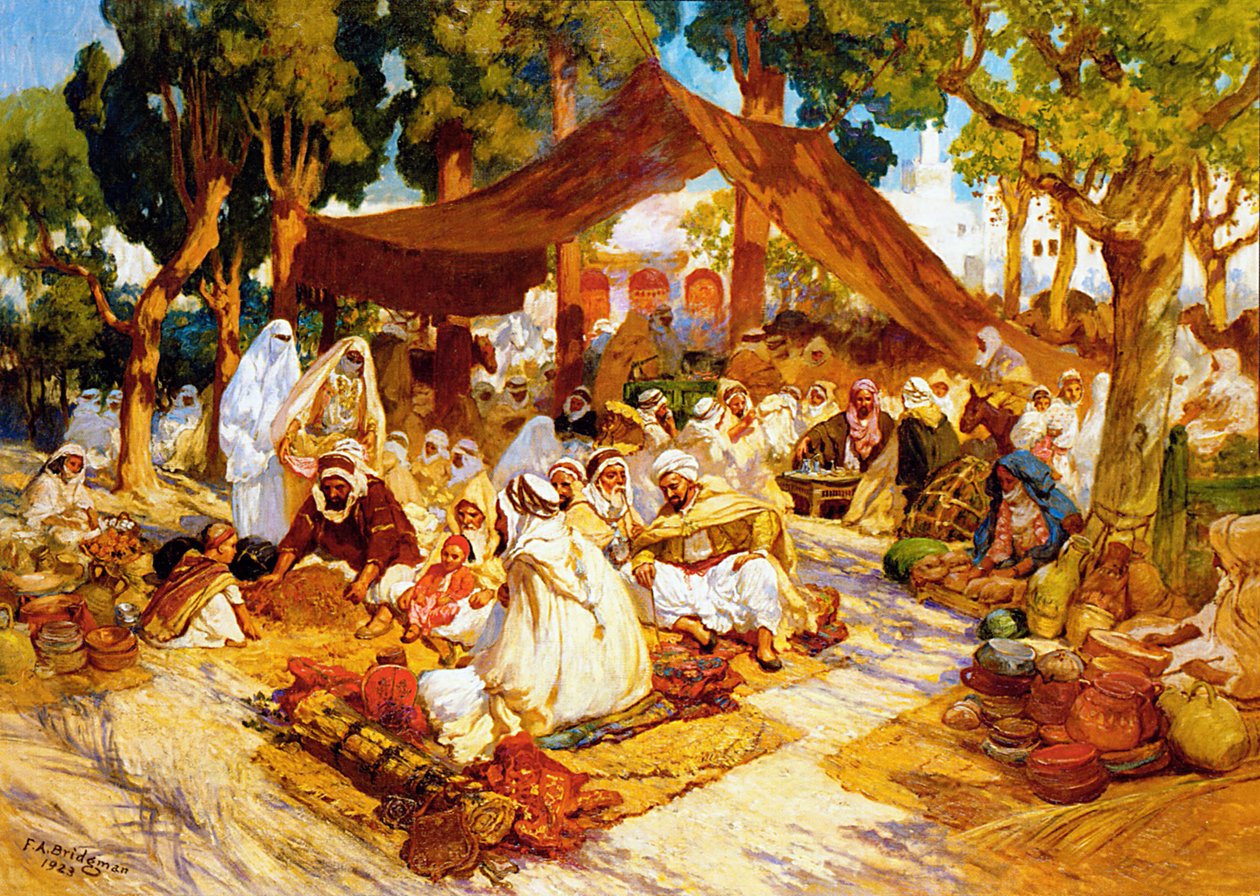 An Evening Gathering at a North-African Encampment by Frederick Arthur Bridgman
