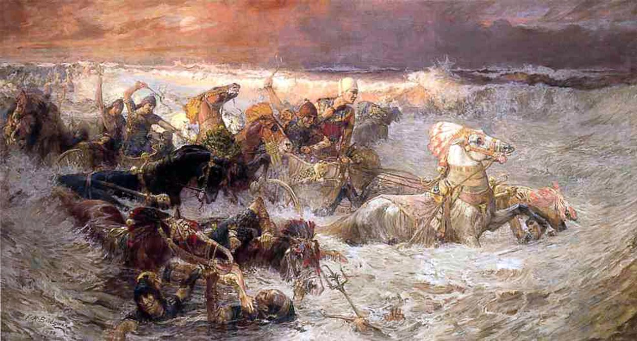 Pharaoh and His Army Drowning in the Red Sea by Frederick Arthur Bridgman