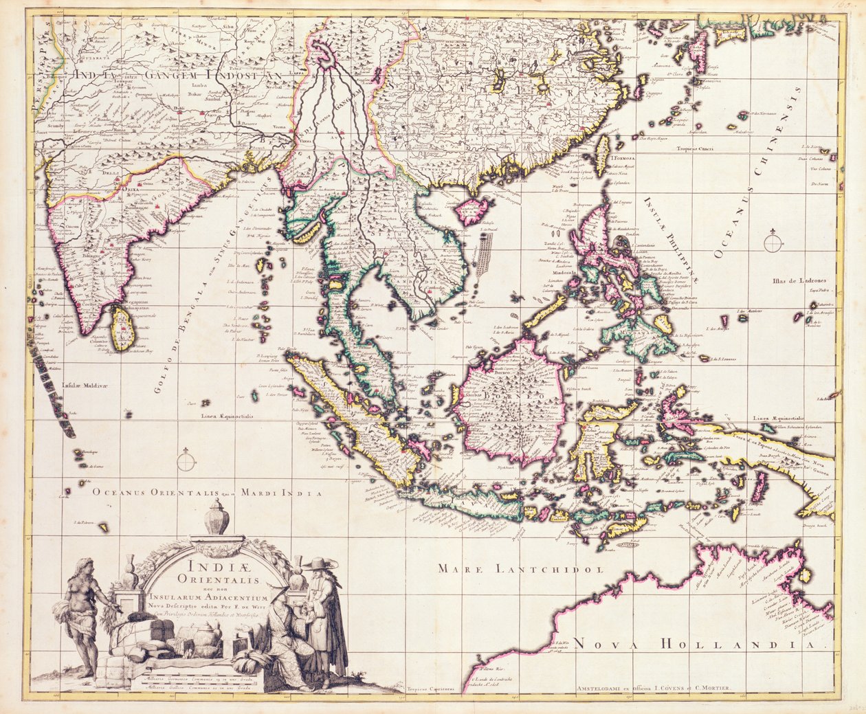 Map of India and the East Indies by Frederick de Wit