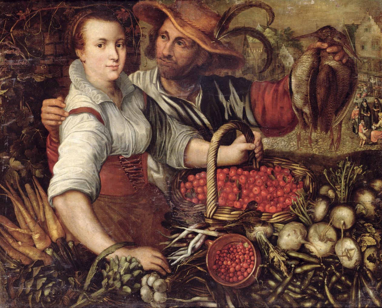 A Market Scene with Fruit and Vegetable Sellers by Frederick van Valkenborch